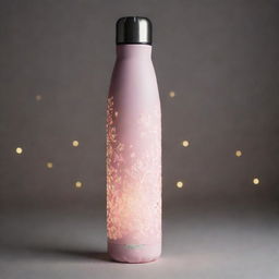 A modern-day, romantic insulated bottle, adorned with contemporary design and under the gentle glow of soft lighting.