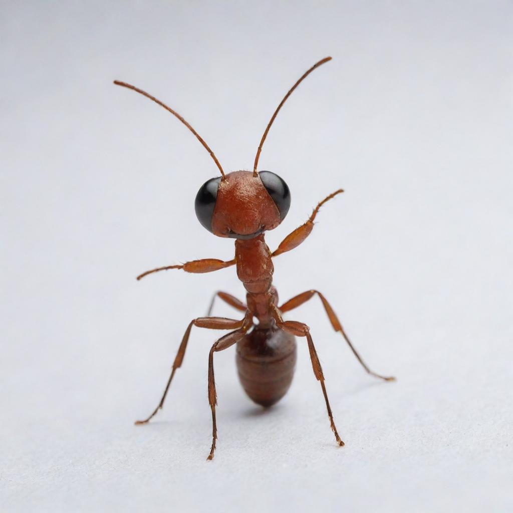 A detailed image of an ant wearing a white t-shirt.