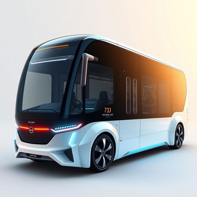 A futuristic concept design of a cool-looking bus for the year 2050, emphasizing an innovative and ultra-modern exterior