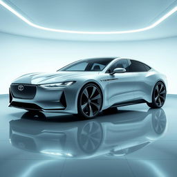 A high-end, futuristic business class sedan from the year 2050