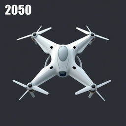 Design of a futuristic drone from the year 2050, featuring advanced technology and sleek aesthetics