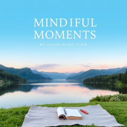 Create a calming book cover for "Mindful Moments" by Dr