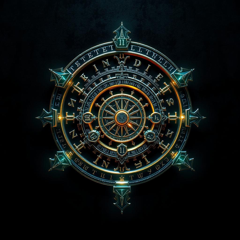 A mysterious and complex cipher symbol, intricately detailed with a mix of ancient and futuristic elements