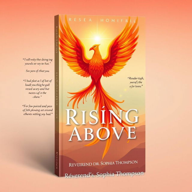 Design an uplifting book cover for "Rising Above" by Reverend Dr