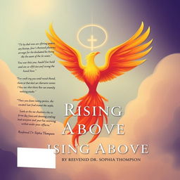 Design an uplifting book cover for "Rising Above" by Reverend Dr