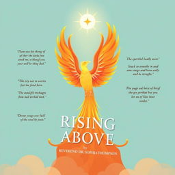 Design an uplifting book cover for "Rising Above" by Reverend Dr