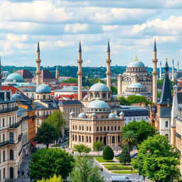 Scenic European cityscape featuring Muslim mosques in the context of the Netherlands, Belgium, Luxembourg, and France