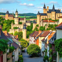 Scenic European cityscape featuring iconic castles located in the Netherlands, Belgium, Luxembourg, and France