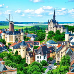 Scenic European cityscape featuring iconic castles located in the Netherlands, Belgium, Luxembourg, and France