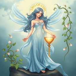 A divine goddess embodying the essence of the Suit of Cups, radiating emotions, relationships, and intuition