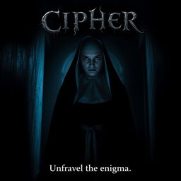 A spine-chilling horror movie poster for the film titled "CIPHER"