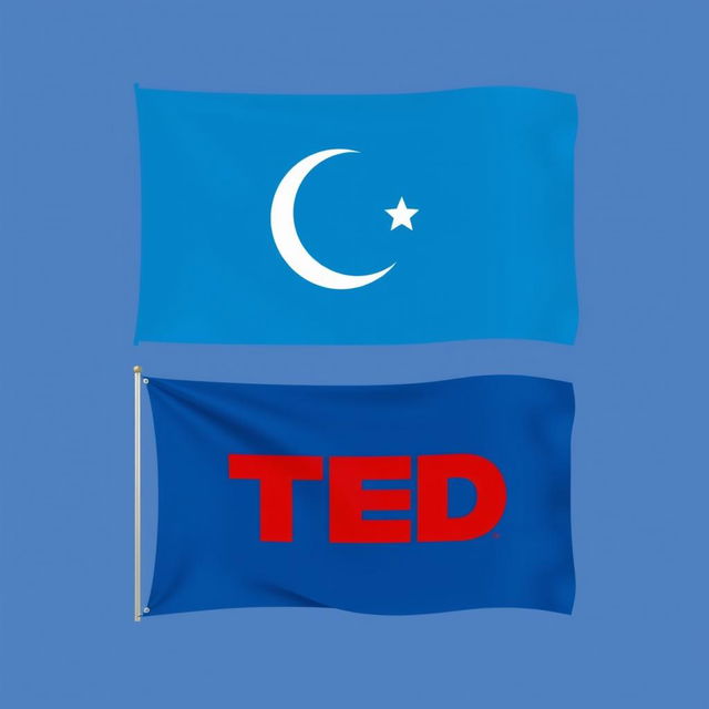 Design a flag featuring blue as the primary color with celestial symbols