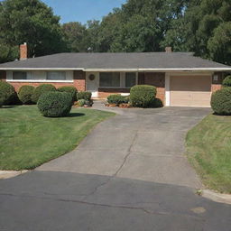 A vintage 1960s suburban house with a neatly paved driveway, styled as a phone wallpaper.