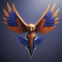 An artistic representation of a Destiny 2 Harpy clan symbol, vibrant, detailed and futuristic