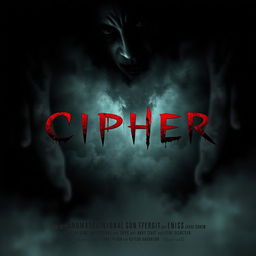 A horror movie poster for 'CIPHER' featuring an ominous and foreboding atmosphere