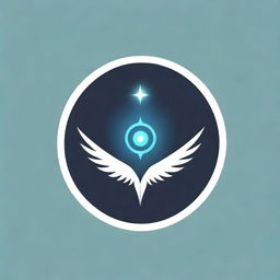 A logo inspired by the Vex Harpy clan from the video game Destiny, displaying elements of futuristic and robotic design with a brightly-lit cybernetic eye as the focal point.