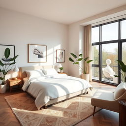 a beautifully designed bedroom interior featuring a modern aesthetic