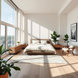 a beautifully designed bedroom interior featuring a modern aesthetic