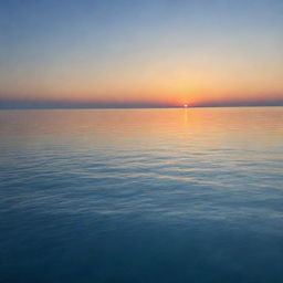 A serene sunset over a peaceful and calm blue sea