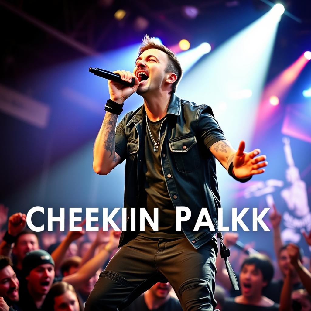 A tribute to Chester Bennington, the charismatic lead singer of Linkin Park, performing passionately on stage