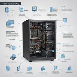 An informative infographic illustrating the concept of a Computer System, detailing its definition and showcasing the essential parts and components making up the same.