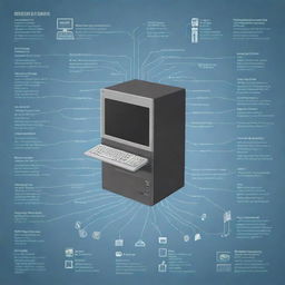 An informative infographic illustrating the concept of a Computer System, detailing its definition and showcasing the essential parts and components making up the same.