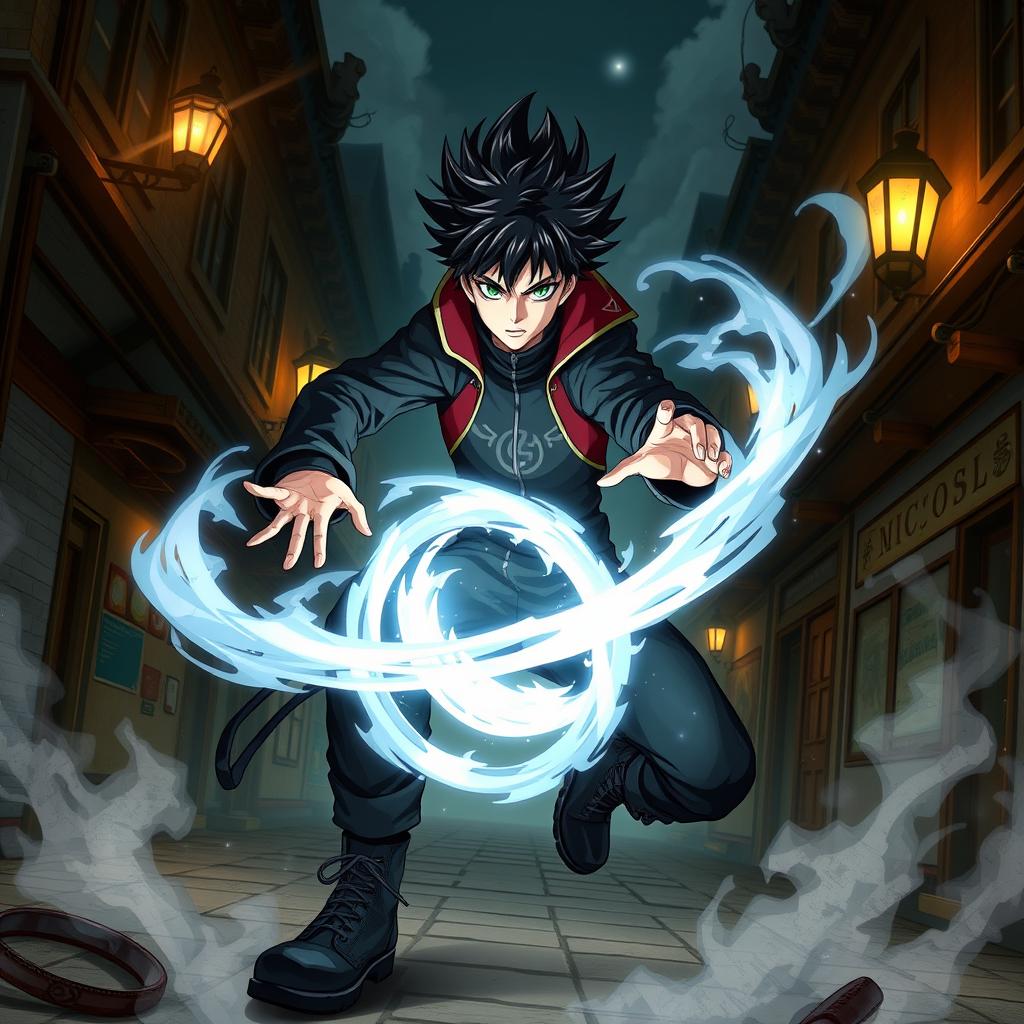 A Jujutsu Kaisen-inspired character who specializes in creating portals, with distinctive spiky black hair and intense, focused eyes