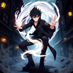 A Jujutsu Kaisen-inspired character who specializes in creating portals, with distinctive spiky black hair and intense, focused eyes