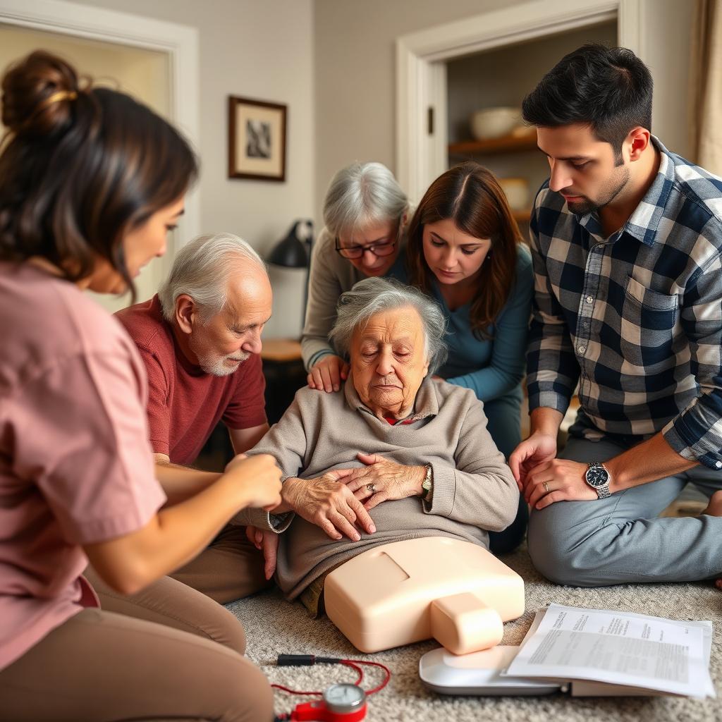 A family conducting a home emergency drill