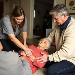 A family conducting a home emergency drill