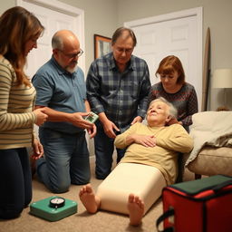 A family conducting a home emergency drill