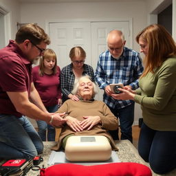 A family conducting a home emergency drill