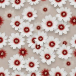 Elegant pattern depicting a bloom of white and red flowers on a neutral background