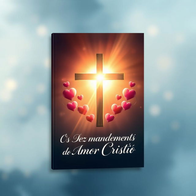 Ebook cover design titled 'Os Dez Mandamentos do Amor Cristão' featuring a symbolic representation of love through Christianity