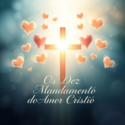 Ebook cover design titled 'Os Dez Mandamentos do Amor Cristão' featuring a symbolic representation of love through Christianity