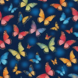 An enchanting pattern of colorful butterflies fluttering in a whimsical dance