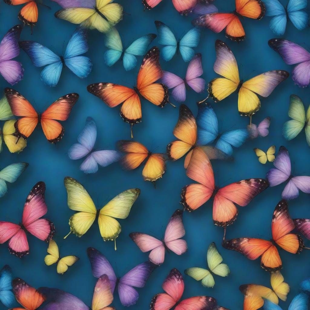 An enchanting pattern of colorful butterflies fluttering in a whimsical dance