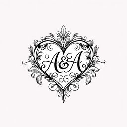 A tattoo design featuring the initials 'A&A' inside a heart