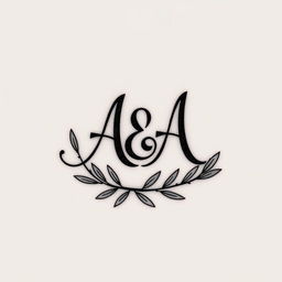 A tattoo design featuring the initials 'A&A' elegantly wrapped with an olive branch