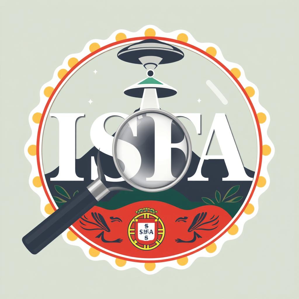 A creatively designed badge featuring the name 'ISFA' prominently displayed in elegant font