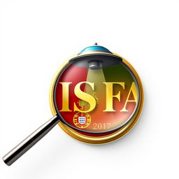 A creatively designed badge featuring the name 'ISFA' prominently displayed in elegant font