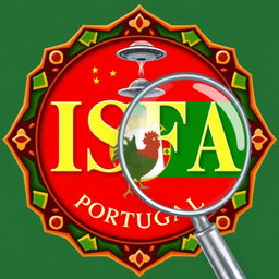 A creatively designed badge featuring the name 'ISFA' prominently displayed in elegant font