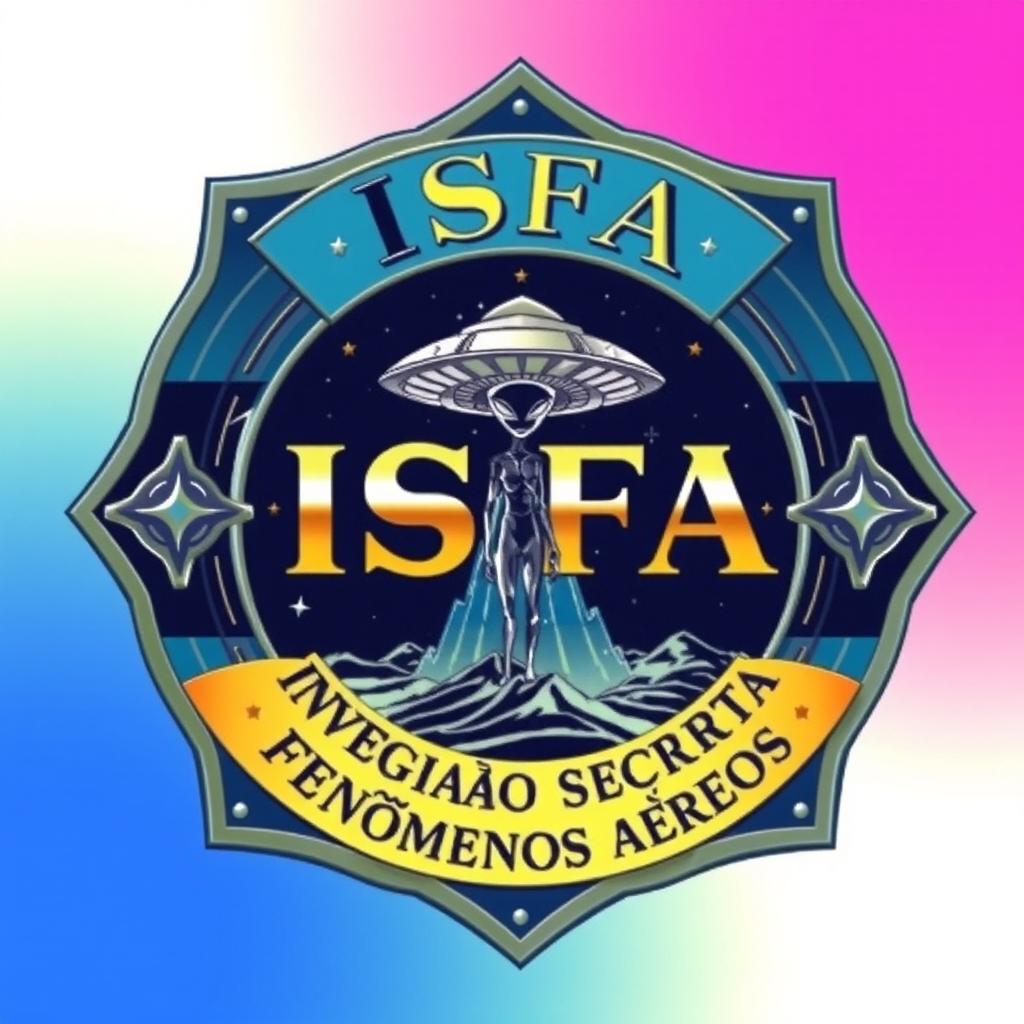 A colorful badge design featuring the name 'ISFA' prominently at the top in bold, authoritative lettering