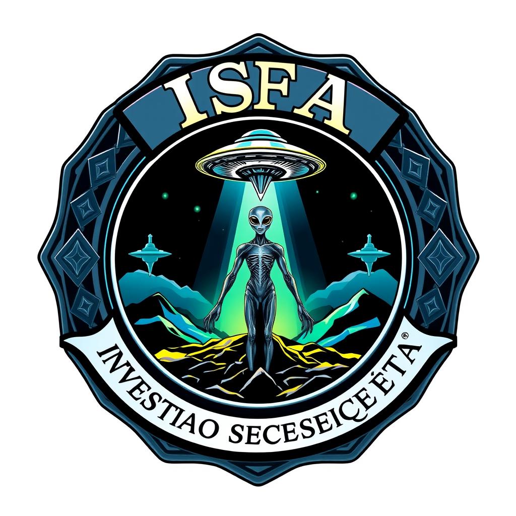 A colorful badge design featuring the name 'ISFA' prominently at the top in bold, authoritative lettering