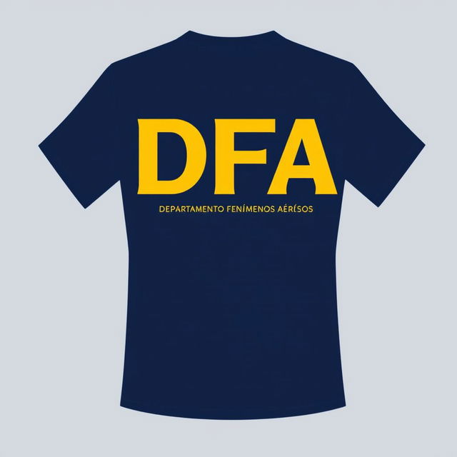 Design a dark blue t-shirt featuring bold yellow lettering