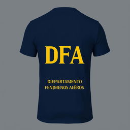 Design a dark blue t-shirt featuring bold yellow lettering