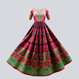 Anarkali outfit with a flowing Batik skirt and a Kebaya-style top