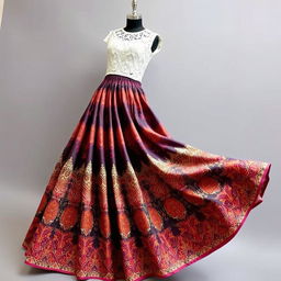 Anarkali outfit with a flowing Batik skirt and a Kebaya-style top