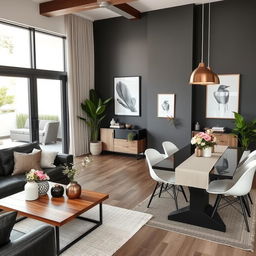 A modern living room decorated with stylish accents