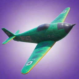 A Fortnite glider detailed and stylized to resemble a 1 dollar bill, with intense colors and realistic texture.